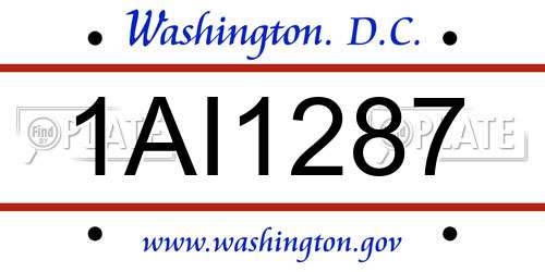 1AI1287 District Of Columbia License Plate