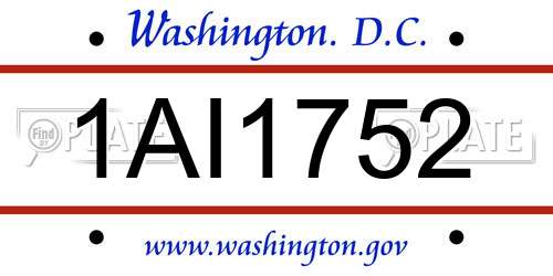 1AI1752 District Of Columbia License Plate