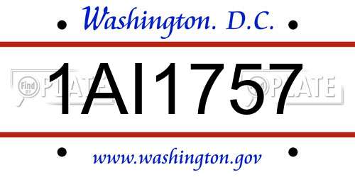 1AI1757 District Of Columbia License Plate