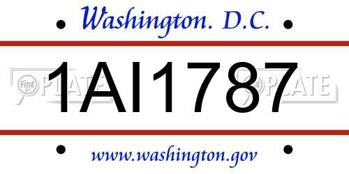 1AI1787 District Of Columbia License Plate