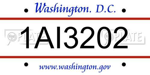 1AI3202 District Of Columbia License Plate