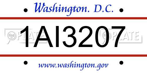 1AI3207 District Of Columbia License Plate