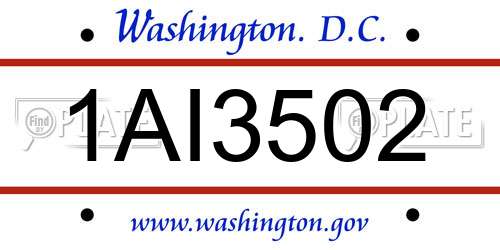 1AI3502 District Of Columbia License Plate