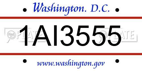 1AI3555 District Of Columbia License Plate