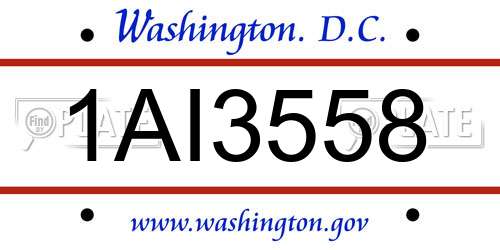 1AI3558 District Of Columbia License Plate