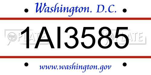 1AI3585 District Of Columbia License Plate