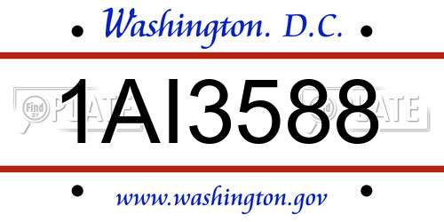 1AI3588 District Of Columbia License Plate