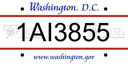 1AI3855 District Of Columbia License Plate