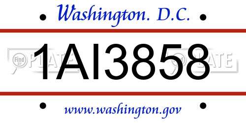 1AI3858 District Of Columbia License Plate