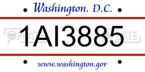 1AI3885 District Of Columbia License Plate