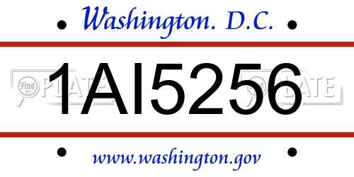 1AI5256 District Of Columbia License Plate