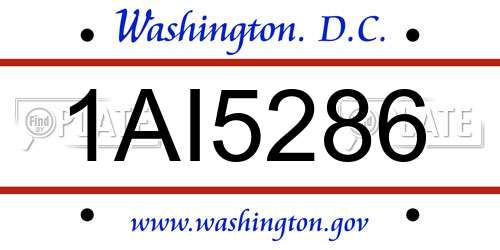 1AI5286 District Of Columbia License Plate