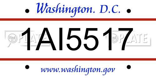 1AI5517 District Of Columbia License Plate
