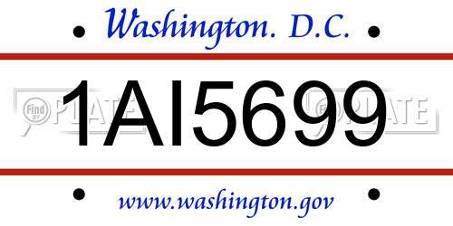 1AI5699 District Of Columbia License Plate