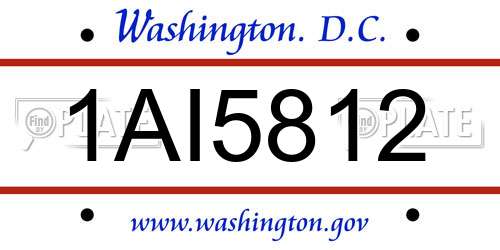 1AI5812 District Of Columbia License Plate