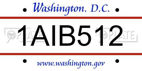 1AIB512 District Of Columbia License Plate