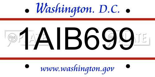 1AIB699 District Of Columbia License Plate