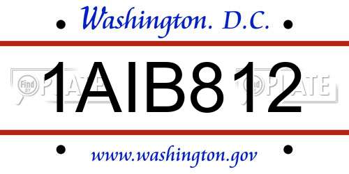 1AIB812 District Of Columbia License Plate