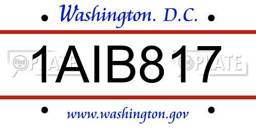 1AIB817 District Of Columbia License Plate