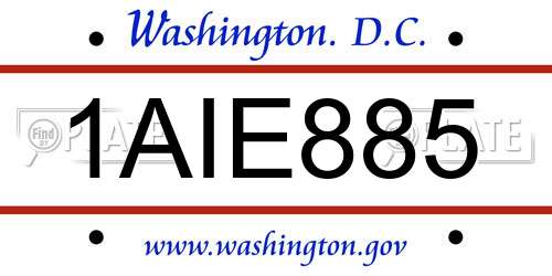 1AIE885 District Of Columbia License Plate