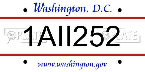 1AII252 District Of Columbia License Plate