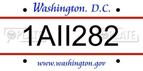 1AII282 District Of Columbia License Plate