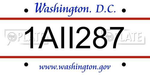 1AII287 District Of Columbia License Plate