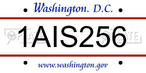 1AIS256 District Of Columbia License Plate