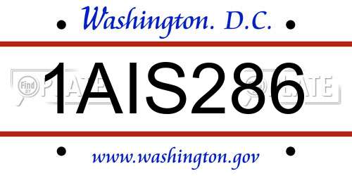 1AIS286 District Of Columbia License Plate