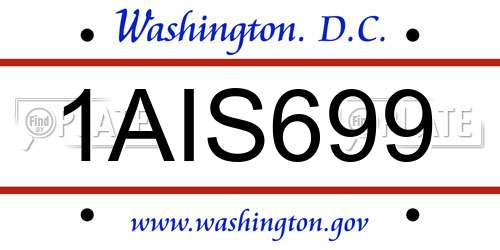 1AIS699 District Of Columbia License Plate