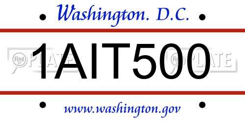 1AIT500 District Of Columbia License Plate