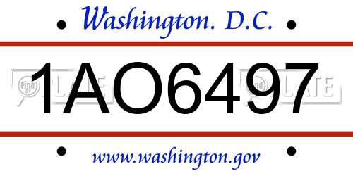 1AO6497 District Of Columbia License Plate