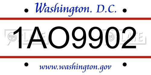 1AO9902 District Of Columbia License Plate