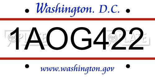 1AOG422 District Of Columbia License Plate
