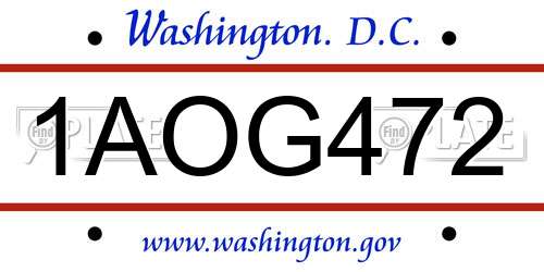 1AOG472 District Of Columbia License Plate