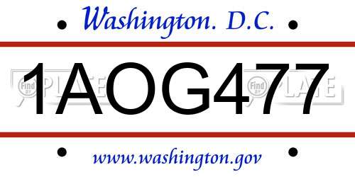 1AOG477 District Of Columbia License Plate