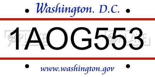 1AOG553 District Of Columbia License Plate