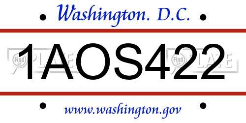 1AOS422 District Of Columbia License Plate