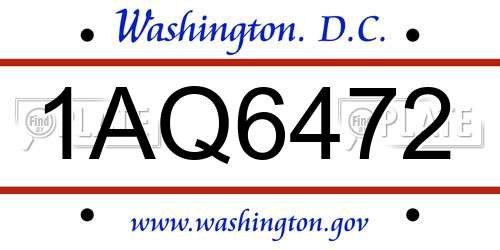 1AQ6472 District Of Columbia License Plate
