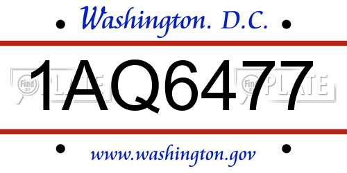 1AQ6477 District Of Columbia License Plate