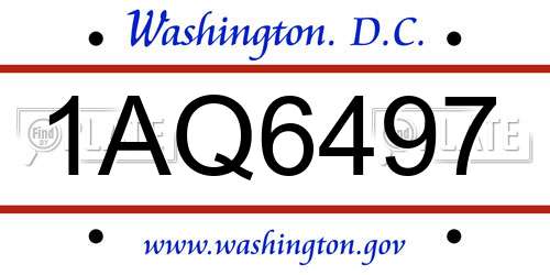 1AQ6497 District Of Columbia License Plate