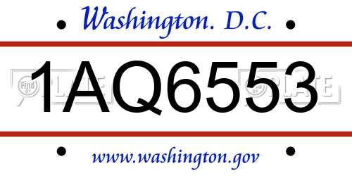 1AQ6553 District Of Columbia License Plate