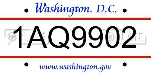 1AQ9902 District Of Columbia License Plate
