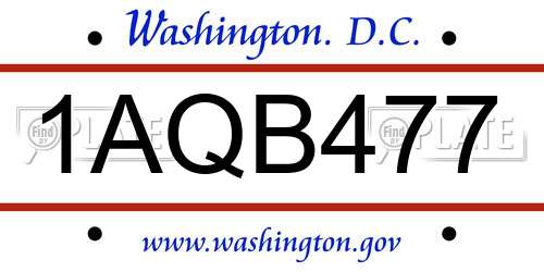 1AQB477 District Of Columbia License Plate