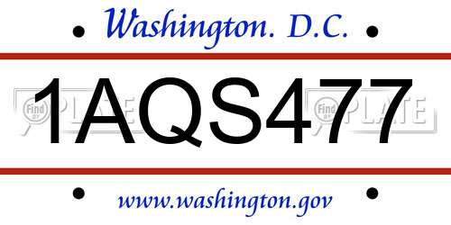 1AQS477 District Of Columbia License Plate