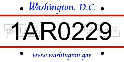1AR0229 District Of Columbia License Plate