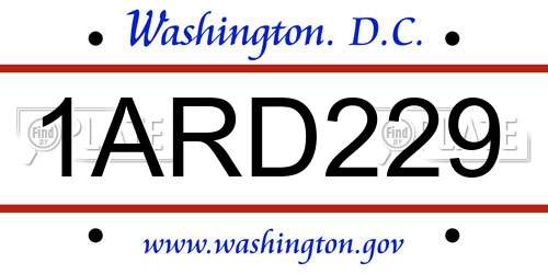 1ARD229 District Of Columbia License Plate