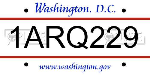 1ARQ229 District Of Columbia License Plate