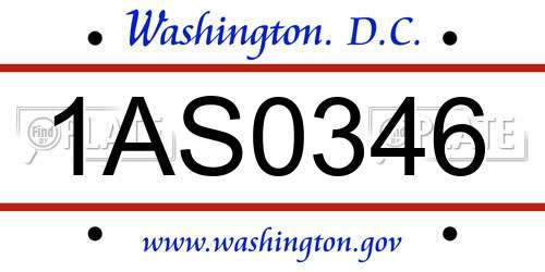 1AS0346 District Of Columbia License Plate