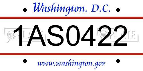 1AS0422 District Of Columbia License Plate
